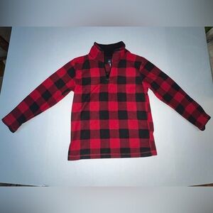 The Children’s Place Red & Black Plaid Fleece Sweater Boy’s Shirt SZ 7/8 M